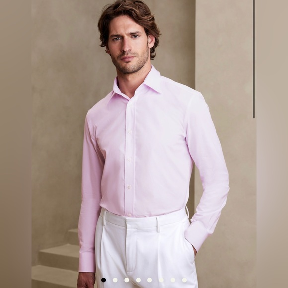 Banana Republic | (NWT) Premium Poplin Dress Shirt in Pink | L - Picture 1 of 3